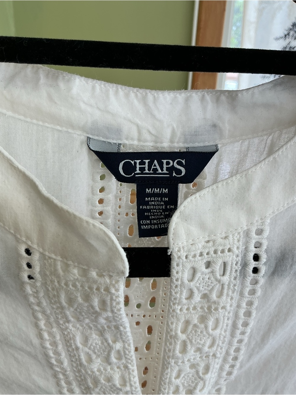 Chaps White Sleeveless Eyelet Lace Trim 100% Cotton Camisole - Picture 2 of 6